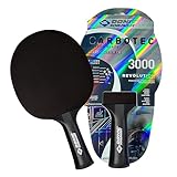 Donic-Schildkröt CarboTec 3000 Tischtennisschläger – Carbon-Schläger aus einem Guss mit 50% Carbonanteil – QRC Revolution Belag mit S-Plus Schwamm 2,1mm, Spieltyp Attack, konkaver Griff