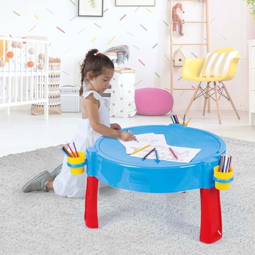 3-in-1 Kids Activity Table - Sand & Water Play, Indoor & Outdoor, Multi-Purpose Craft Table with Lid, 29\" High for Ages 2-8
