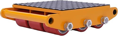 Miniatura 7 de Movimiento de maquinaria industrial, patín de rodillos de rodillos de motor de maquinaria con tapa de rotación de 360 grados (amarillo, 15T33000lbs)