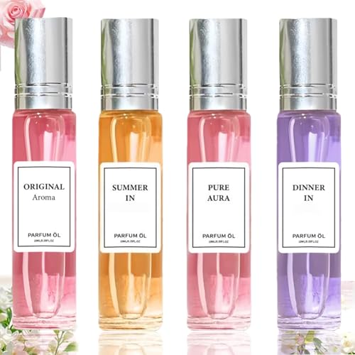 4 Stück Pheromonparfüm Perfume for Women Original Scent Perfume Damen Duftverstärker mit Pheromonparfüm Mini Parfüm Set Roll On Pheromone Parfum Verstärkte Ausstrahlung