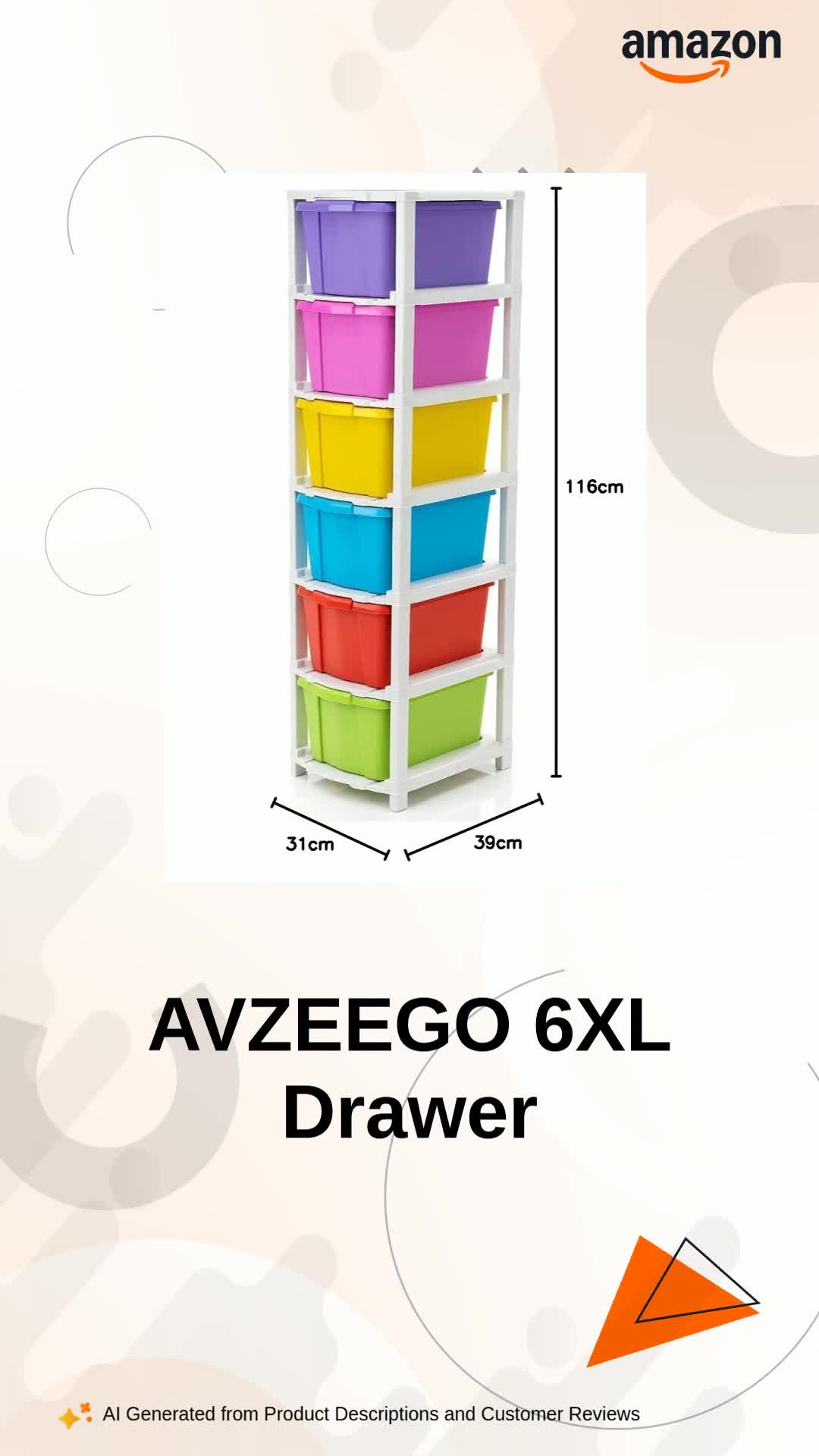 AVラック AVZEEGO 6 XL Plastic Modular Drawer System for Home, Office