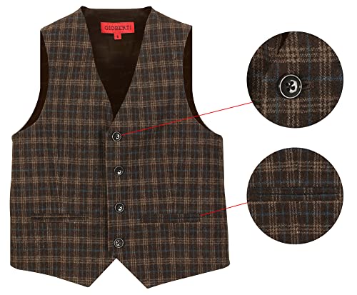 Gioberti Boy's Tweed Plaid Formal Suit Vest3