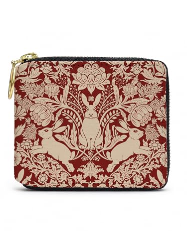 Kalankit Cartera pequeña de piel vegana para mujer, tarjetero, estampado vintage, accesorio de viaje, idea de regalo