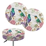 Suobstales Hummingbird Flower Print Bar Stool Cushions Round Rootser Chicken Design Round Stool Cover 13-15 inch Elastic Stool Covers Soft High Elasticity Bar Stool Cover Round Chair Cover, M