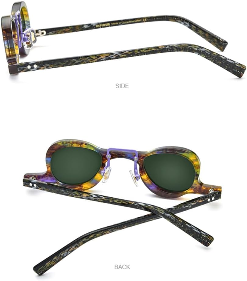 MUTYNE Acetate Polarized Sunglasses Men Retro Vintage Small Oval Round Sun Glasses for Women Shades