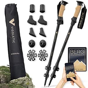 VIGOLETIC® PRO Wanderstöcke Teleskop Hybrid Nordic Walking Stöcke Damen & Herren – Walking Stöcke verstellbar…