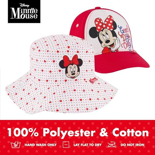 Disney Toddler Sun, Minnie Mouse Kids Bucket Hat and Matching Baseball Cap for Girls