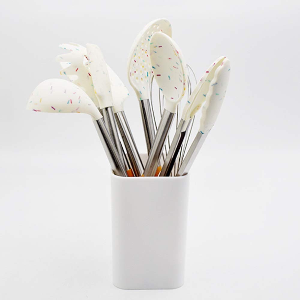 Juego de Utensilios de Cocina de Silicona Blanca, espátula Antiadherente, Pala, Juego de Herramientas de Cocina, Caja de Almacenamiento, Utensilios de Cocina, Gadgets