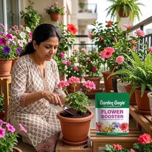 Image of Garden Genie Flower Booster Fertilizer for Flowering Plants, 830g | Organic Fertilizer for Flower Plants Home Garden | Essential Flowering Fertilizer Powder