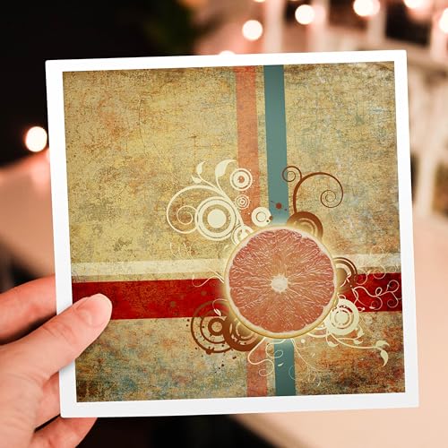 Cartes de vœux pamplemousse design fruit grunge 15,2x15,2 cm - 7