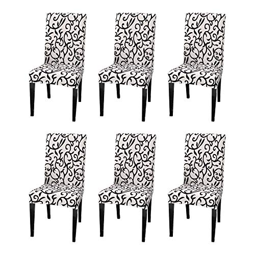 Argstar 6 Pack Chair Covers, Stretch Armless Chair Slipcover for Dining Room Seat