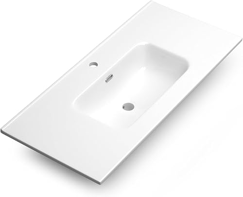 DAX Onix Ceramic Basin, 36", Glossy White
