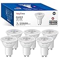 Valytime GU10 LED Light Bulbs 7W Warm White 3000K,(50W -60W-75W Equivalent) GU10 Shape Halogen Replacement Bulb 38° 120V 650Lm Non-dimmable for Track Spot Lighting Indoor Recessed, 6 Pack