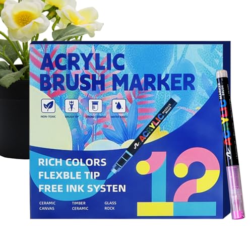 Generisch Rotuladores acrílicos – Multicolores Papelería suave | Rotuladores de punta de pincel, para adultos, fiestas, escuela, oficina, regalos, decoración, manualidades, cumpleaños, Navidad, día de