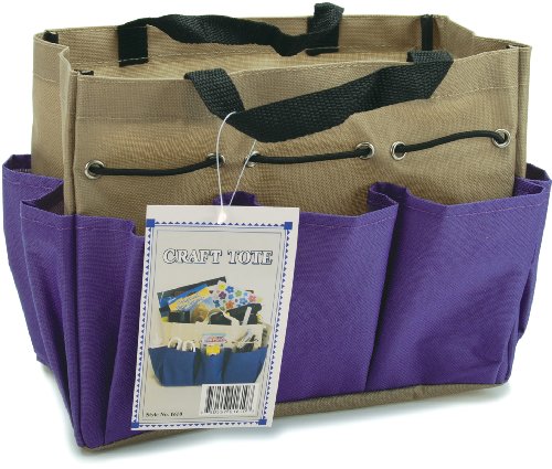 Allary Project Tote 9-1/2-Inch-by-8-1/2-Inch-by-5-Inch, Purple and Khaki