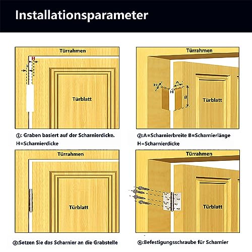 Bohaner Pack of 10 Hinges Foldable Silver Stainless Steel Hinges for Doors Windows Cabinets with Screws (Pack of 10, 75 x 50 mm) - Image 4