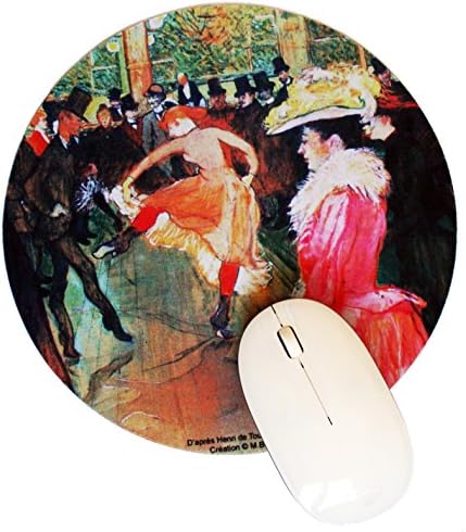 La Dance au Moulin Rouge 8" Round Mouse Pad by Michel Bujardet - SALE !