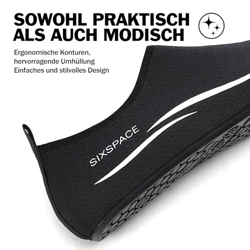 Foto von Sixspace Herren Damen Badeschuhe Wasserschuhe Aquaschuhe Strandschuhe Schnell Trocknend Slip on Breathable Schwimmschuhe Surfschuhe für Beach Pool Surfen Yoga Schwarz(Lieferantengröße 43 EU)