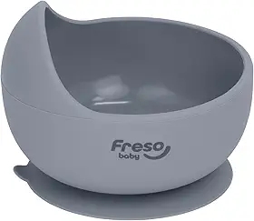 Freso Baby Tigela Alimentação De Bebê Introdução Alimentar Blw Silicone Livre Bpa Atóxico Antibacteriano Com Ventosa Bowl Borda Dosadora Cor Cinza