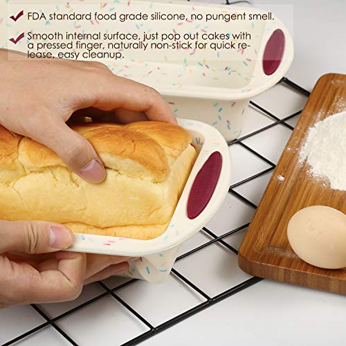 Loaf Pan, Gifbera Silicone Bread Pan for Baking with Metal Frame, Non-stick Bread Loaf Pan Large Size for Bread, Quiche, Meatloaf, Lasagna, 1 PACK