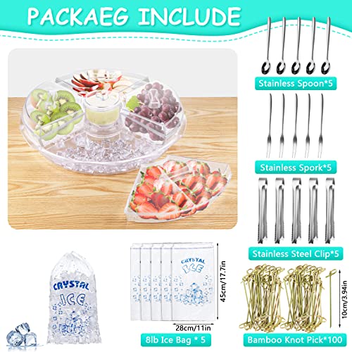 Appetizer Serving Tray With Lid, 8 Compartment Serving Platter Cold Serving Tray Platter With Ice Chamber,Clear Extra Large Shrimp Cocktail Serving Dish For Breakfast, Lunch, Dinner, Picnics Parties #TOP1