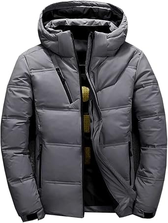 Mens White Duck Down Jacket Warm Hooded Thick Puffer Jacket Coat Male Casual Overcoat Thermal Winter Parka Men