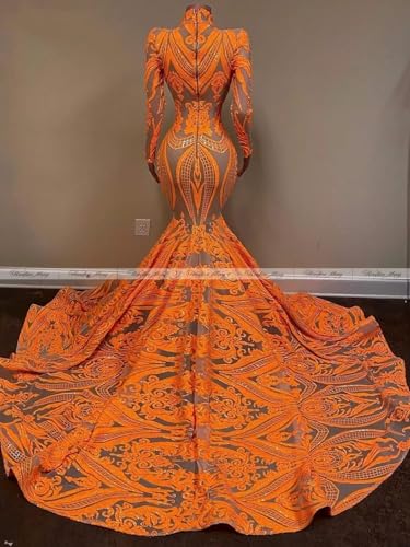 Women's Long Sleeves Sequined Mermaid Long Train Prom Shower Party Evening Dress Celebrity Pageant Gown3