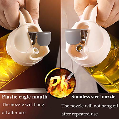 Layyun Auto Flip Olive Oil Dispenser Bottle,600 Ml 20 Oz Leakproof Vinegar Glass Condiment Container With Automatic Cap And Stopper,Non-Drip Spout,Non-Slip Handle For Kitchen Cooking #TOP3