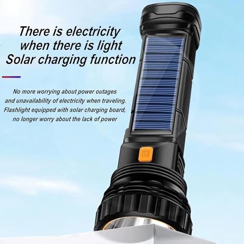 Image of E-SHIDAI 6PCS Solar /Rechargeable Multi Function 1000 Lumens LED Flashlight, with Emergency Strobe Light and 1200 Mah Battery, Emergency Power Supply and USB Charging Cable, Fast Charging