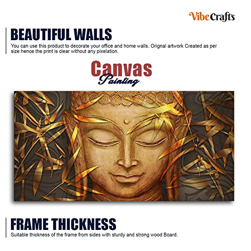 Image of VIBECRAFTS Canvas Paintings for Living Room Drawing Room Gautam Buddha With Serene Smile Canvas Wall Painting Fitted With Wooden Frame For Home | Office | Living Room | Gift (PTVCH 2491)