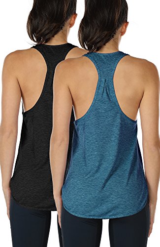 Débardeurs De Sport Femme Icyzone - Lot De 2, Dos Nageur - 70% Polyester, 30% Viscose