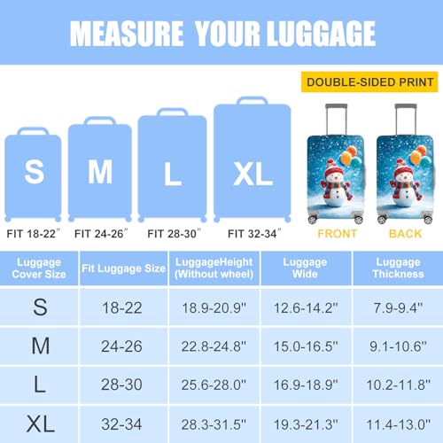 Image of Snowman with Balloons Luggage Cover, Washable Christmas Suitcase Cover, Travel Suitcase Protector Anti-scratch Bag Cover,S