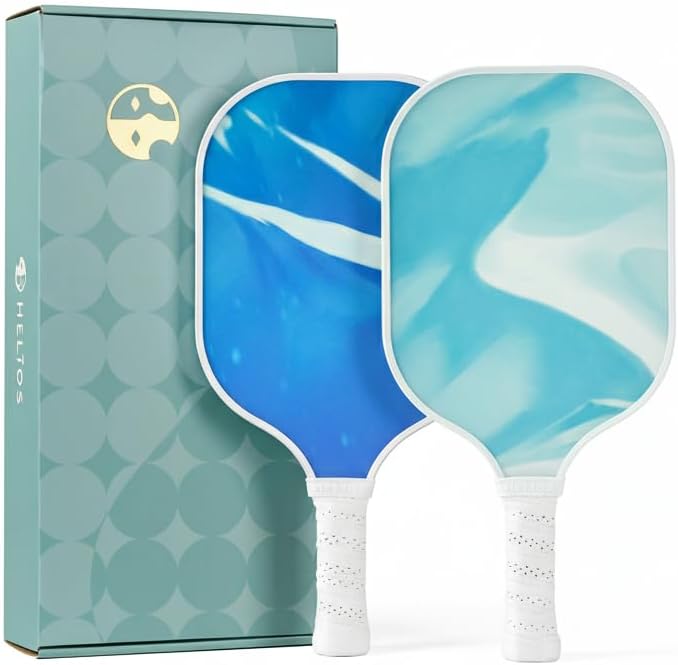 HELIOS KHIONE Pickleball Paddle Set of 2 – Aurora | The Khione Paddles in Dawn and Morn | Reinforced Fiberglass Surface with Reactive Honeycomb Core | 8oz, Beginner Set for Control | USAP Approved