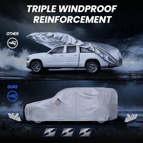 Image of Multi-Layer Car Cover Custom Fit for Jeep Wrangler 2 Door CJ YJ JK JL(1987-2026), 100% Waterproof All Weather for Automobiles, Gift with Towel, Heavy Duty Car Covers for Rain Sun UV Protection.