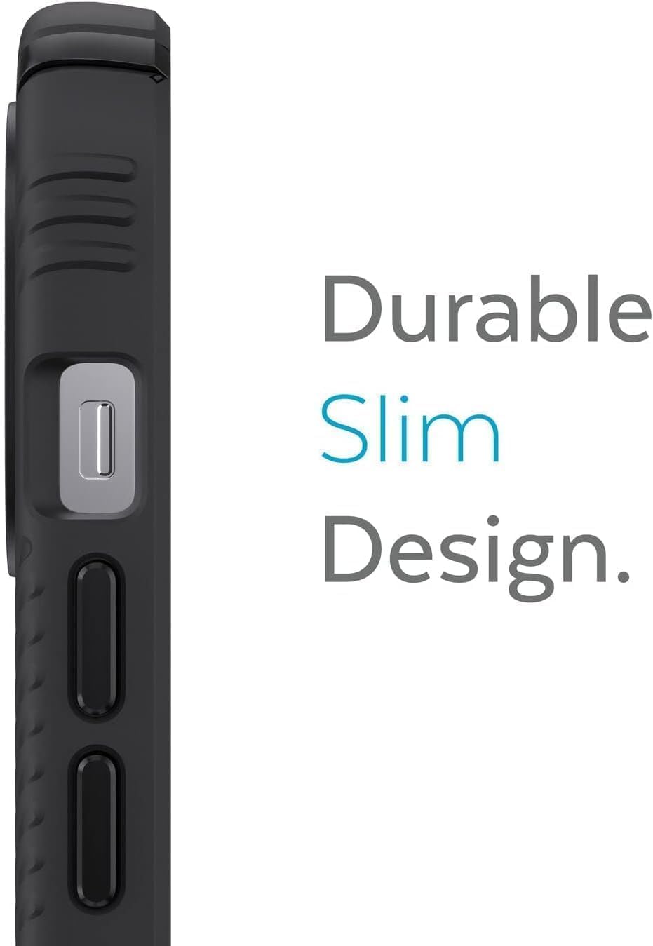 Lado profissionalfile A capa Speck para iPhone demonstra seu design fino e resistente.