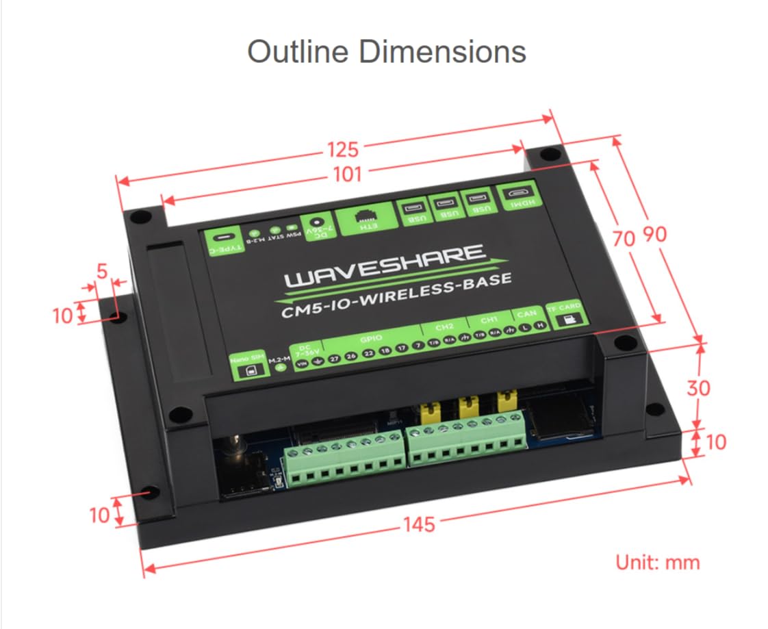 TUOPUONE Scheda di espansione industriale senza fili IoT per Raspb Pi CM5, scheda di espansione 4G/5G/LoRa, porta Gigabit Ethernet RJ45, doppia interfaccia MIPI, supporta uscita 4K