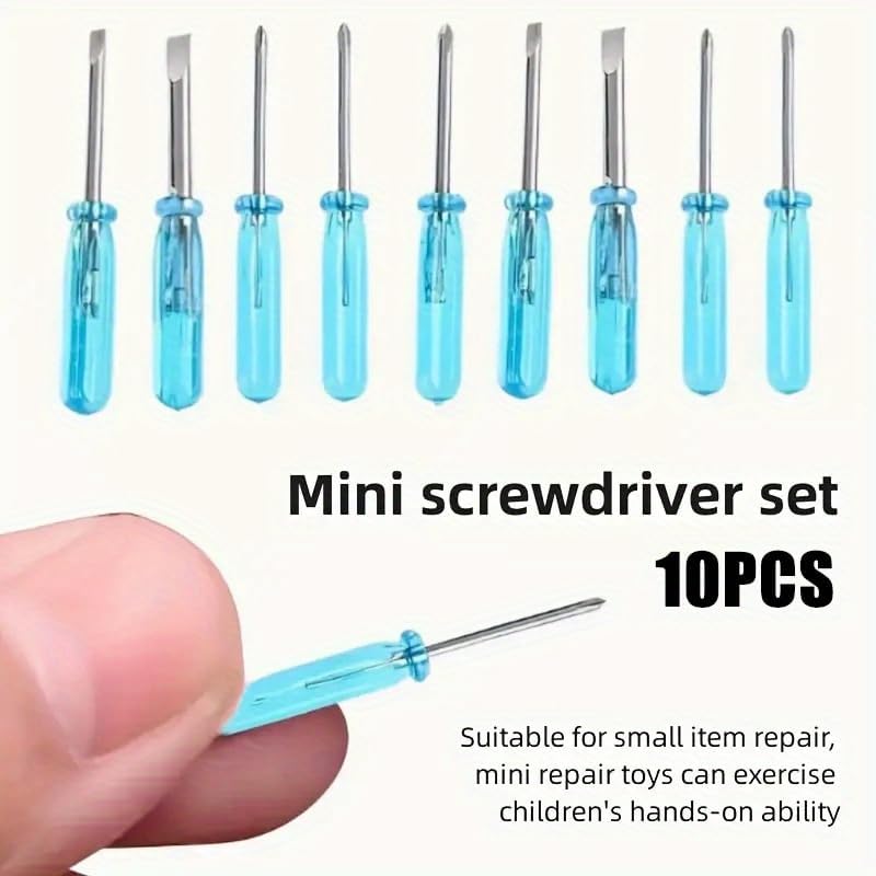 10pcs Mini Screwdriver Set, 2.0mm Precision Screwdrivers for Crossword Repair, Blue Non-Slip Durable Plastic Handle, Hand Tool Kit for Electronics Glasses DIY
