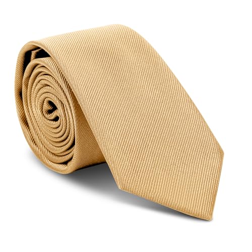 URAQT Corbatas de Hombre, 6cm Corbata de Color Solido Clásico, 1200 Agujas Tejido Fino a Mano Mens Tie Classica, Accesorios Ropa Hombre para Business Fiesta Oficina Boda Regalo (Champán)
