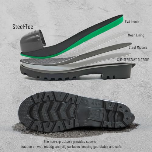 Image of PVC Rain Boots for Men And Women - Waterproof Slip-Resistant Rubber Work Boots, Seamless Durable Tall Knee Boots for Agriculture, Gardening, Fishing, Industrial & Outdoor Work
