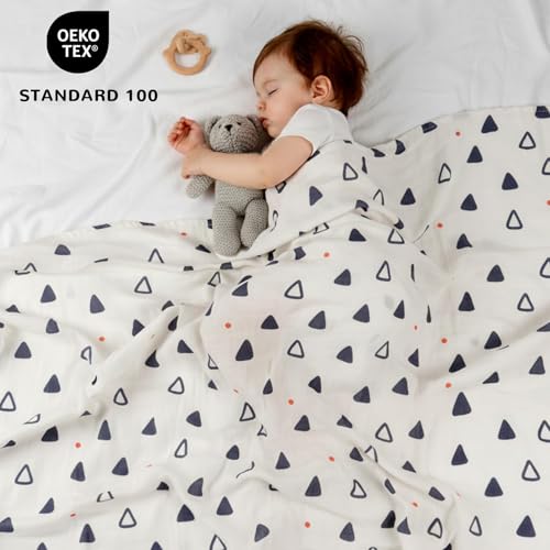 Image of HECCEI 3-Pack Muslin Baby Swaddle Blanket Bamboo Cotton 47 x 47 Inches | Soft Breathable Receiving Blanket Swaddles for Newborn Registry Gift for Baby Showers