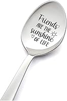 Friends Are the Sunshine of Life Engraved Spoon - Stainless Steel Best Friend Gift for Women, BFF Tea Coffee Spoon Birthday Christmas