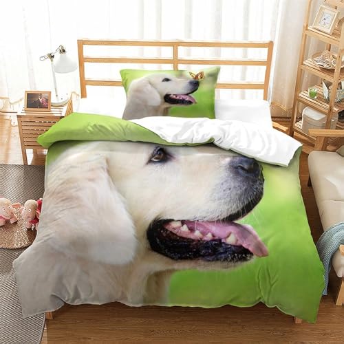 Housse de couette chien 135x200cm parure lit simple microfibre douce pour enfants
