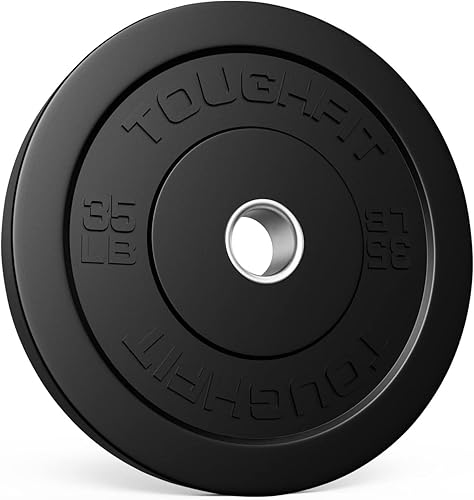 ToughFit Placa de parachoques con inserto de acero - Juego de placas olímpicas de goma de 2.0in para entrenamiento de fuerza, tonificación muscular,