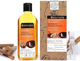 Saffron Sandalwood Vedic Puja Oil by Soulflower, Pure and Natural Undiluted Ayurvedic Formulation,USFDA