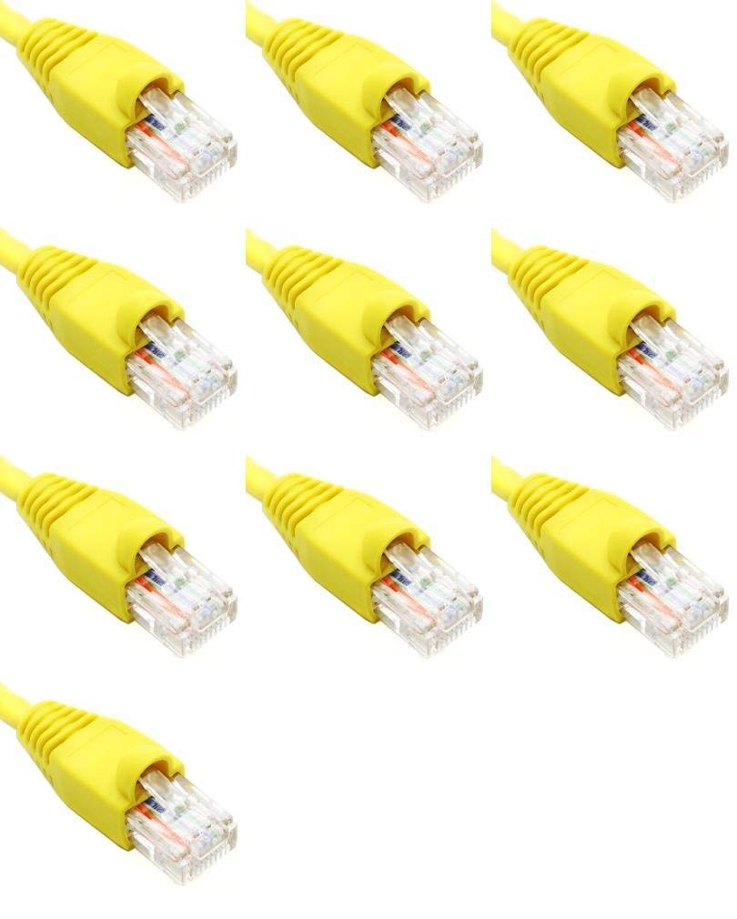 Cables de conexión de red Ethernet Cat6 de 14 pies, amarillo, RJ45, m/m, 10 unidades, Cable de Internet y Datos