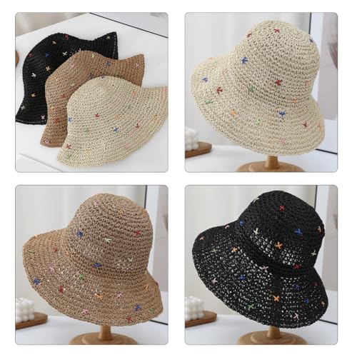 Handmade Weaving Straw Hat for Teens Girl Hand Weaving Beach Hat Holiday Camping Beach Getaways Sun Hat Breathable4