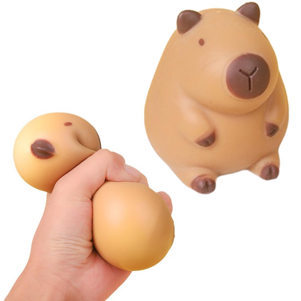 ZPSOSPZ 2PCS Stretchy Capybara Stress Relief Gadget, Flexible Squeeze Capybara, Soft Fidget Sensory Ornament, Decompression Capybara Desktop Decor, Birthday for Ladies and Adults