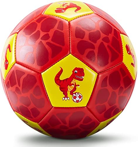 Fußball Spielzeug Mit Ballpumpe und Netz, Kinder Fußball Ball für das Training Drinnen Draußen, Fußball Größe 3 Dinosaurier Geschenke Spielzeug für 2 3 4 5 6 7 8 Jahre alt Kinder J