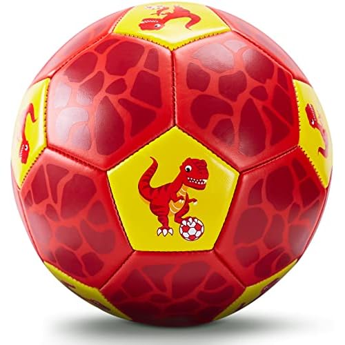 Fußball Spielzeug Mit Ballpumpe und Netz, Kinder Fußball Ball für das Training Drinnen Draußen, Fußball Größe 3 Dinosaurier Geschenke Spielzeug für 2 3 4 5 6 7 8 Jahre alt Kinder Junge Mädchen