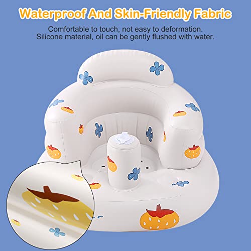 Amzone Baby Inflatable Seat for Babies 3-36 Months, Built in Air Pump Infant Back Support Sofa, Toddler Chair for Sitting Up, Portable Baby Shower Chair Floor Seater Gifts, Pumpkin